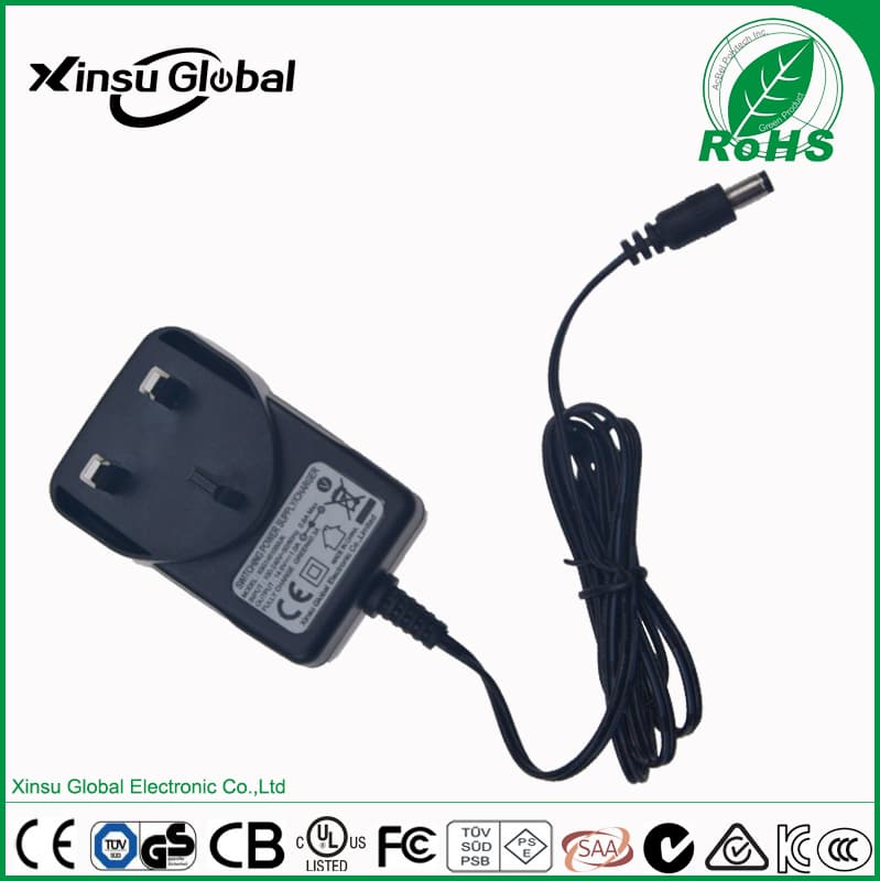 UK Plug Black color 12V 2A AC Adapter for CCTV power supply